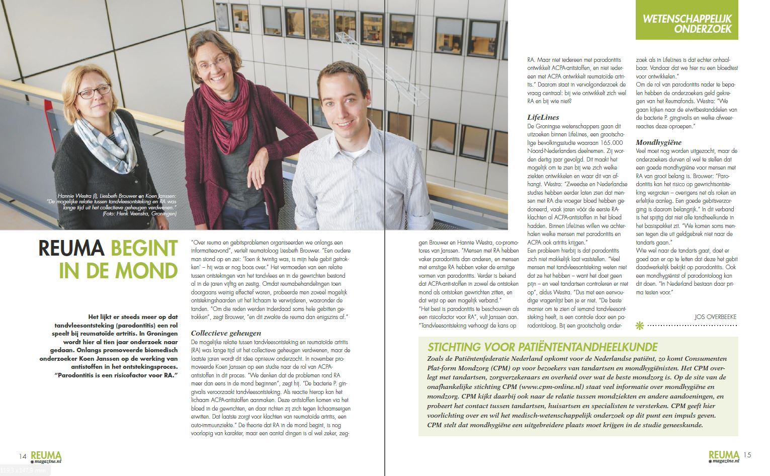 Artikel Reuma begint in de mond