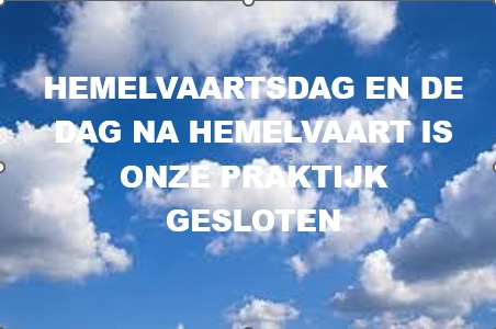 Hemelvaartsdag gesloten